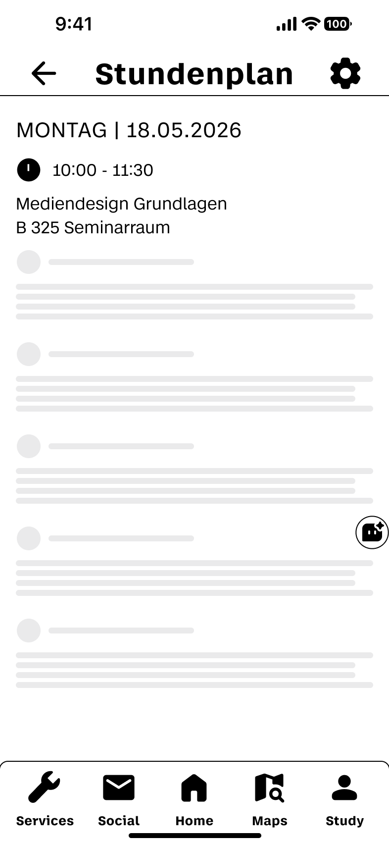 Finaler Stundenplan-Screen mit Kurslisten und Metadaten