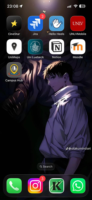 iPhone-Homescreen mit BHT Campus Hub App-Icon