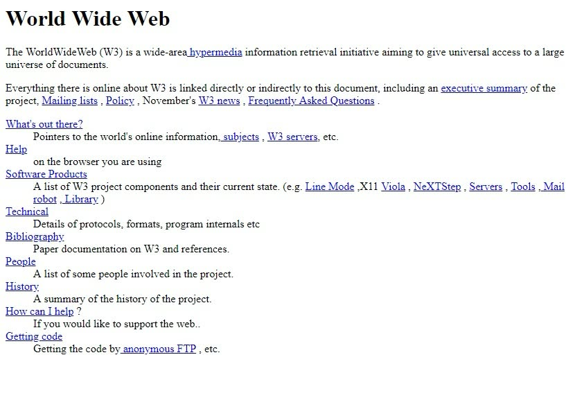 Screenshot der ersten Website