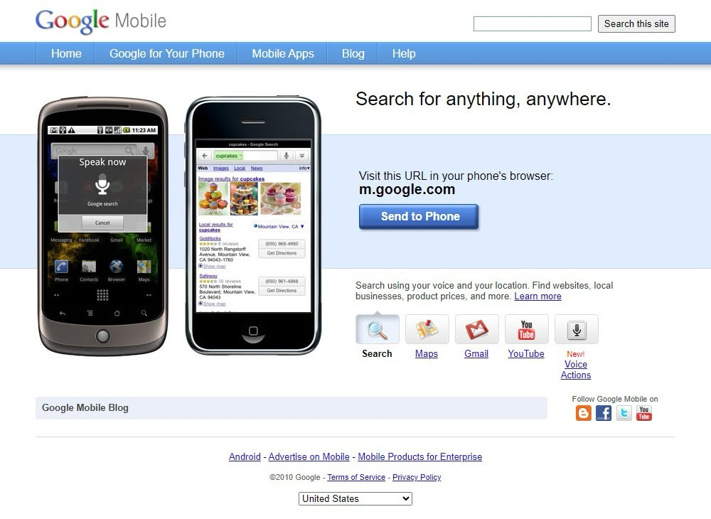 Google auf einem mobilen Gerät