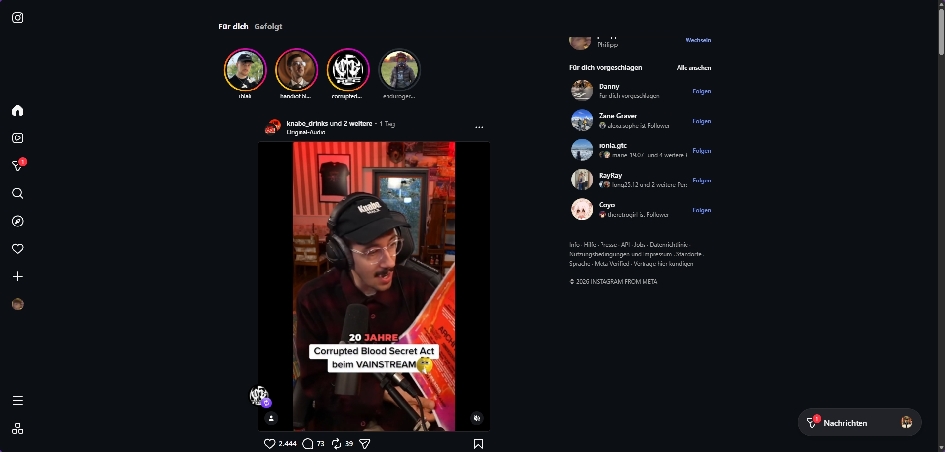Instagram Desktop Interface