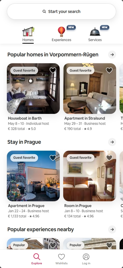 Airbnb Mobile Interface