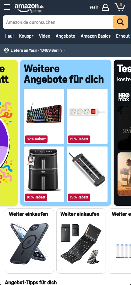 Amazon Mobile Interface